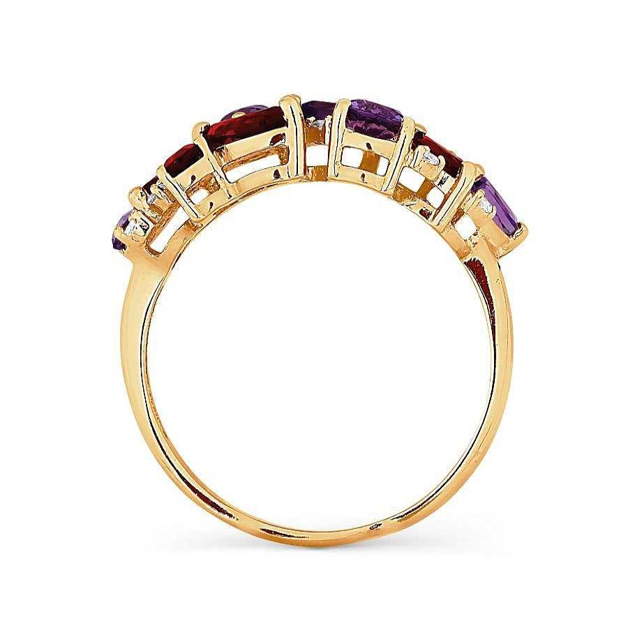 Ringe Zolotoy | Damen Ring Mit Amethyst Granat Und Zirkonia 585 Rotgold