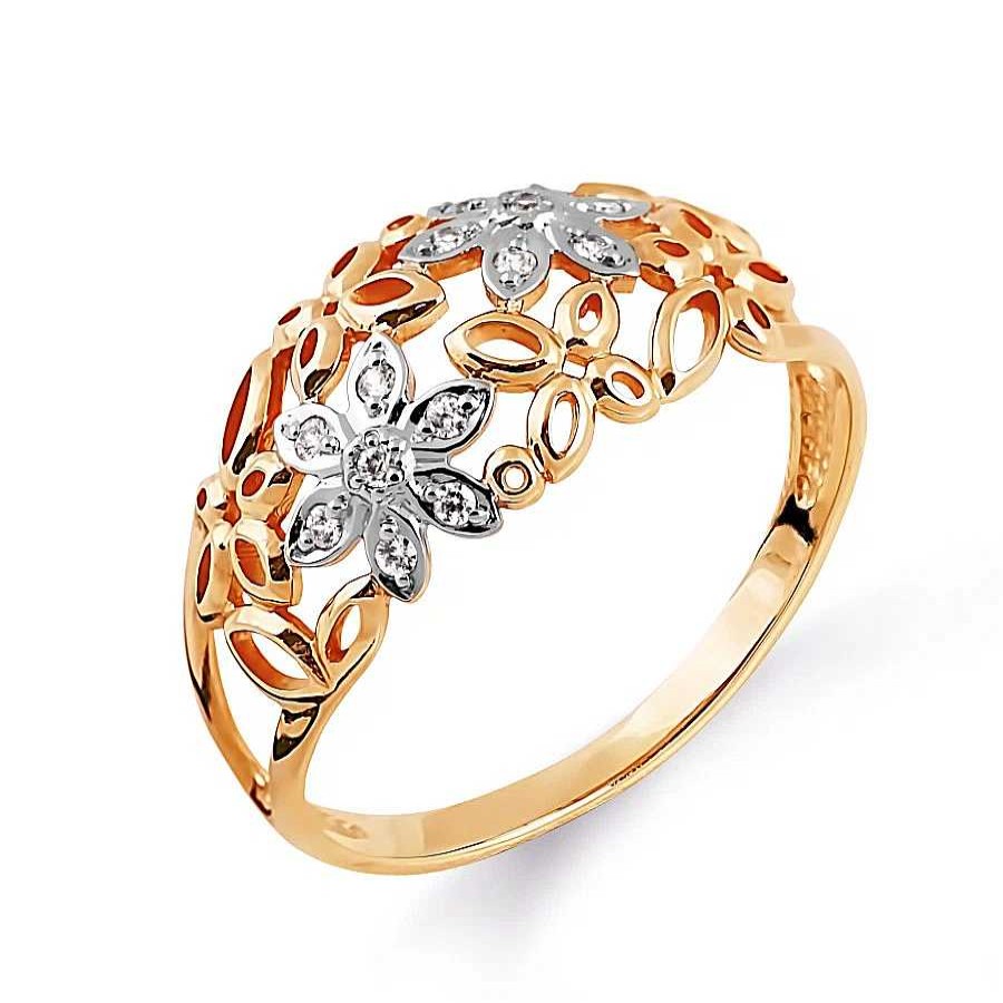 Ringe Zolotoy | Damen Ring "Blumenfeld" Mit Zirkonia 585 Rotgold