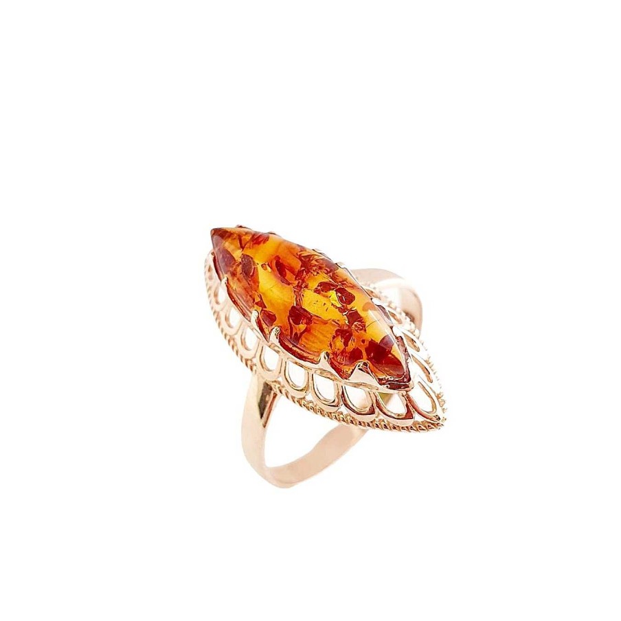 Ringe Zolotoy | Damen Ring 585 Rotgold Bernstein