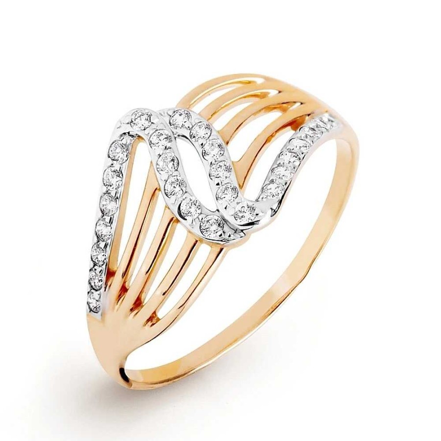 Ringe Zolotoy | Damen Ring 585 Rotgold Zirkonia Steine