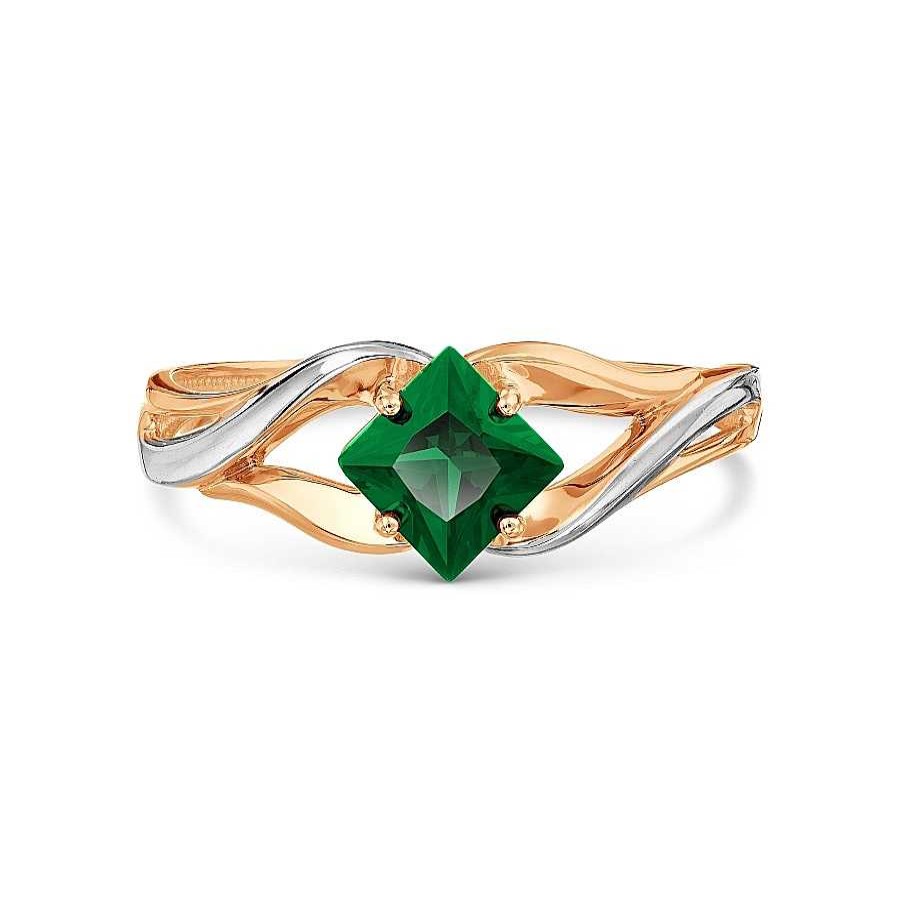 Ringe Zolotoy | Damen Ring 585 Rotgold Smaragd Bicolor