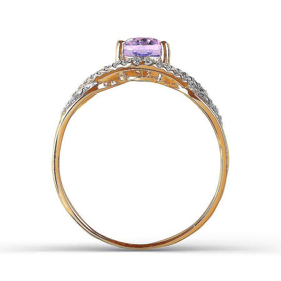 Ringe Zolotoy | Damen Ring Mit Amethyst Und Zirkonia 585 Rotgold