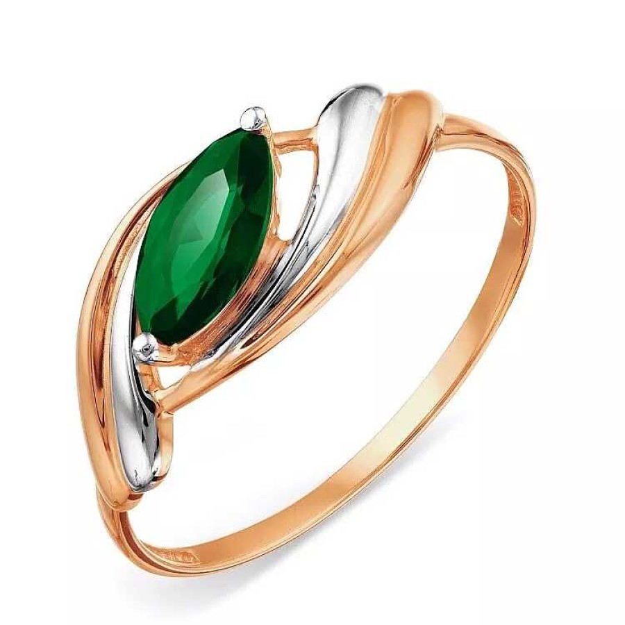 Ringe Zolotoy | Damen Ring 585 Rotgold Smaragd Bicolor