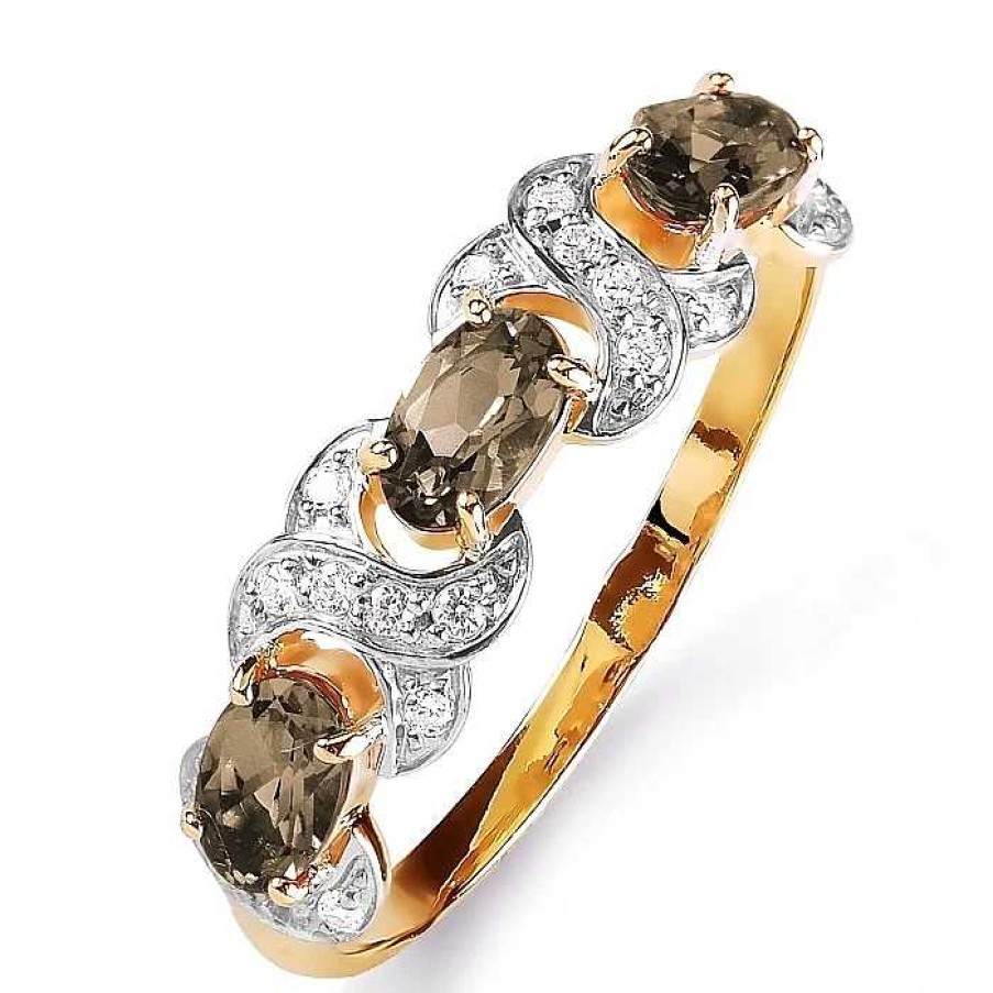 Ringe Zolotoy | Damen Ring 585 Rotgold Rauchtopas Zirkonia Synth.