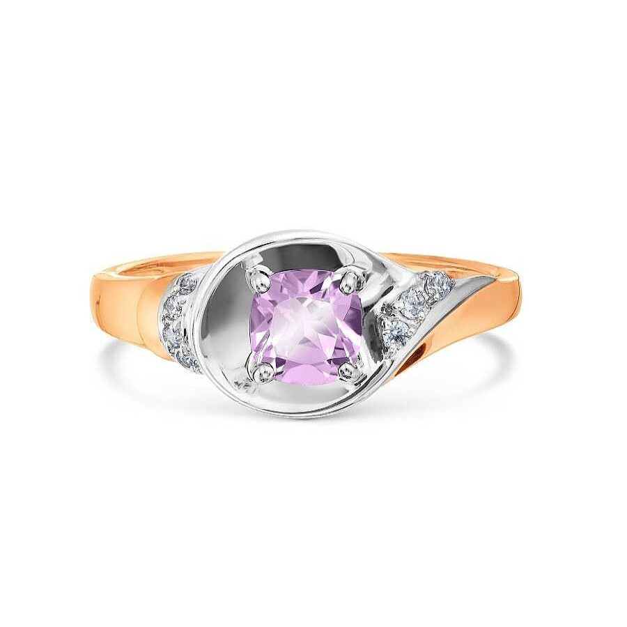 Ringe Zolotoy | Damen Ring 375 Rotgold Mit Amethyst Und Zirkonia