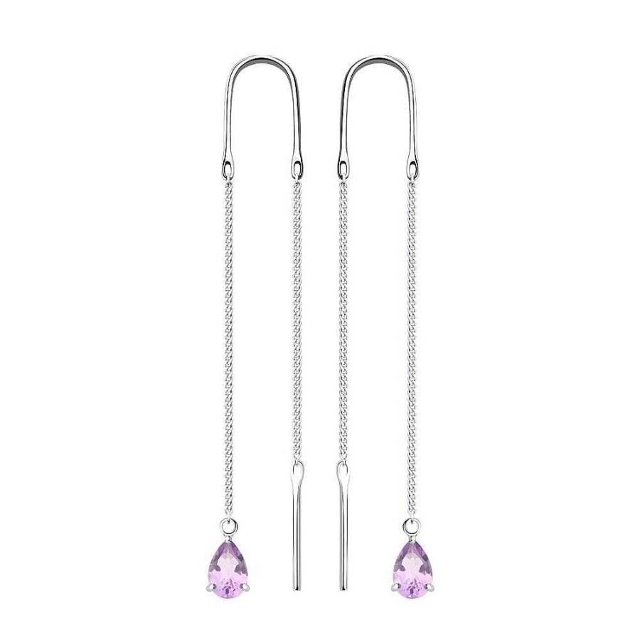 Ohrringe Zolotoy | Ketten-Ohrringe 925 Silber Amethyst