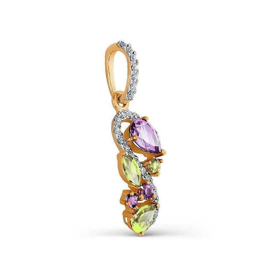 Anh Nger Zolotoy | Anh Nger 585 Rotgold Mit Amethysten Und Chrysolite