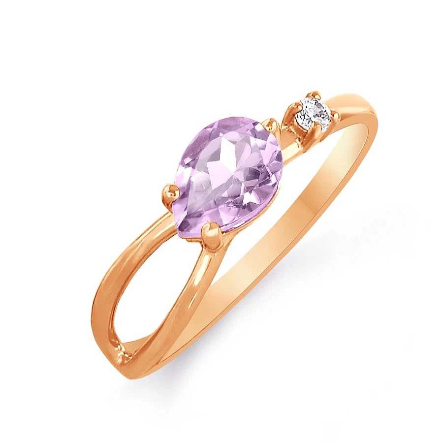 Ringe Zolotoy | Damen Ring Mit Amethyst Und Zirkonia 585 Rotgold