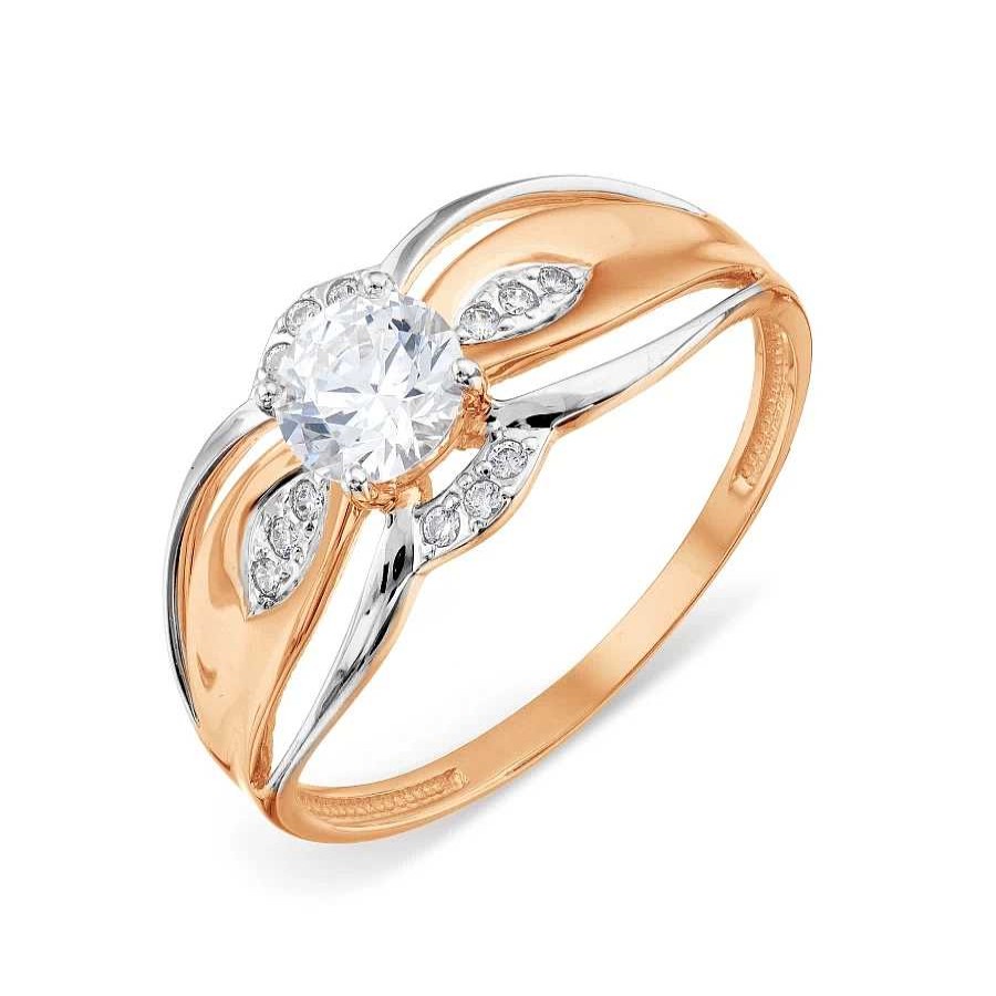 Ringe Zolotoy | Damen Ring 585 Rotgold Zirkonia - Bicolor