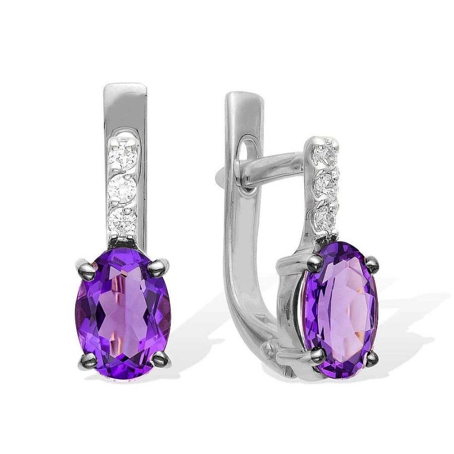 Ohrringe Zolotoy | Ohrringe 925 Silber Amethyst Und Zirkonia