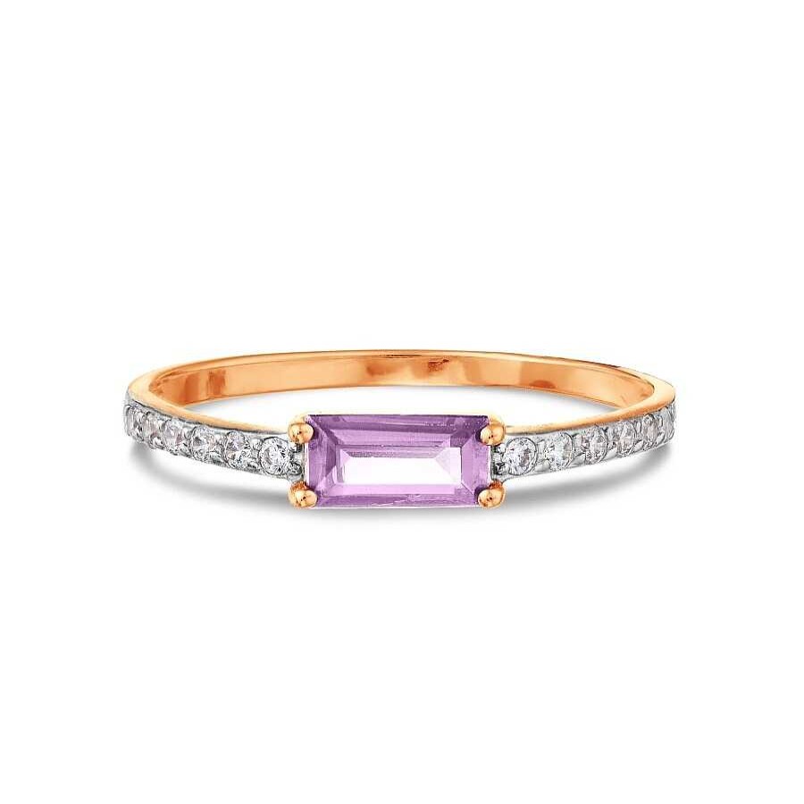 Ringe Zolotoy | Damen Ring 585 Rotgold Amethyst Zirkonia