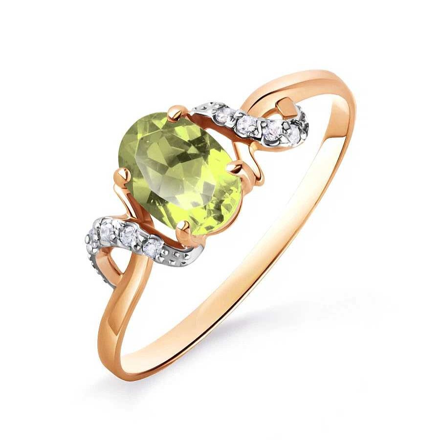 Ringe Zolotoy | Damen Ring 585 Rotgold Chrysolite Und Zirkonia