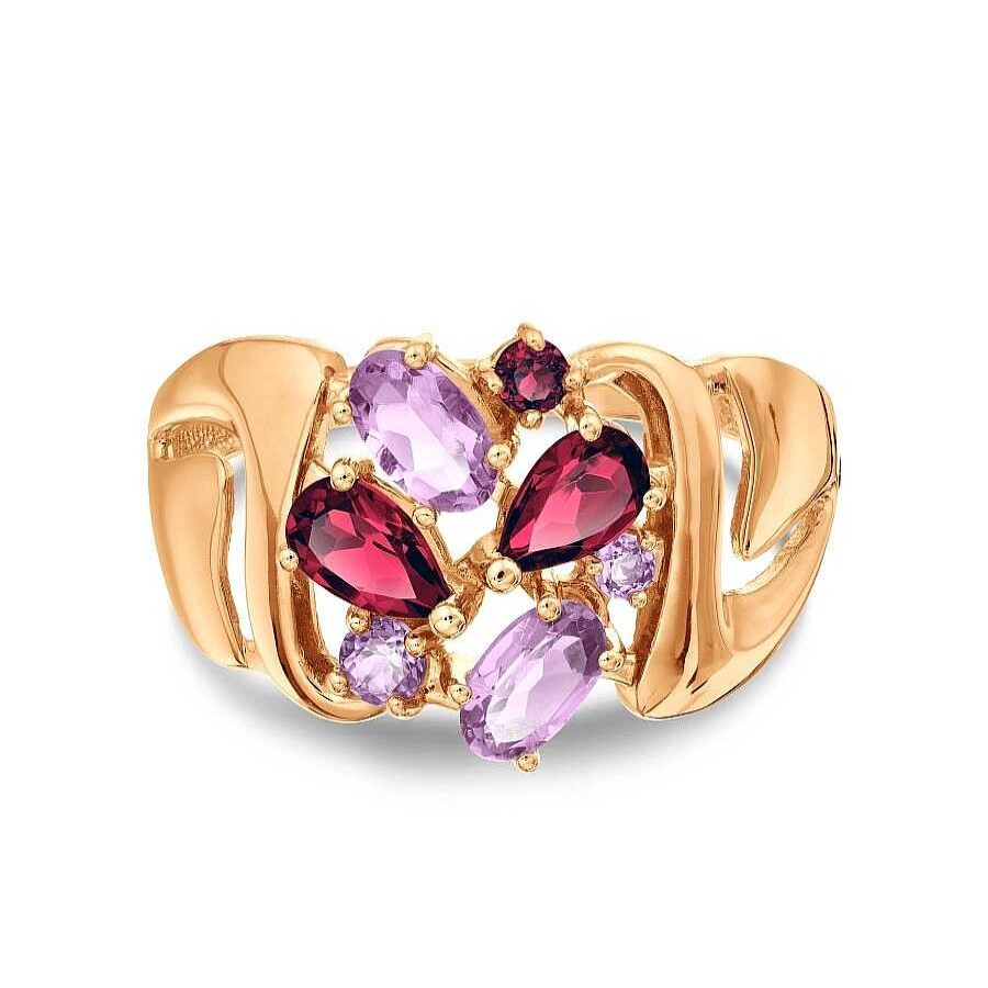 Ringe Zolotoy | Damen Ring 585 Rotgold Edelsteine Amethyst Rhodolith