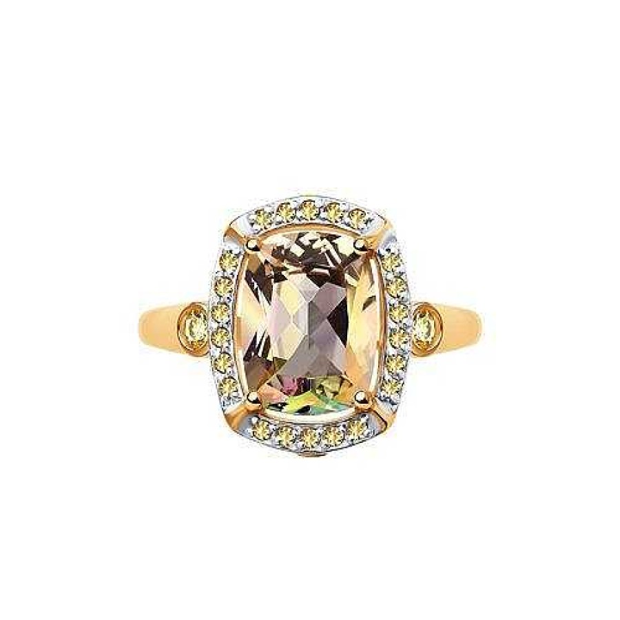 Ringe Zolotoy | Damen Ring Mit Topas Und Zirkonia 585 Rotgold