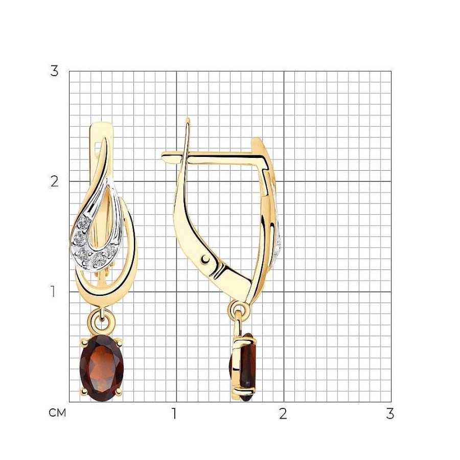 Ohrringe Zolotoy | 585 Rotgold - Ohrringe Mit Granat Und Zirkonia