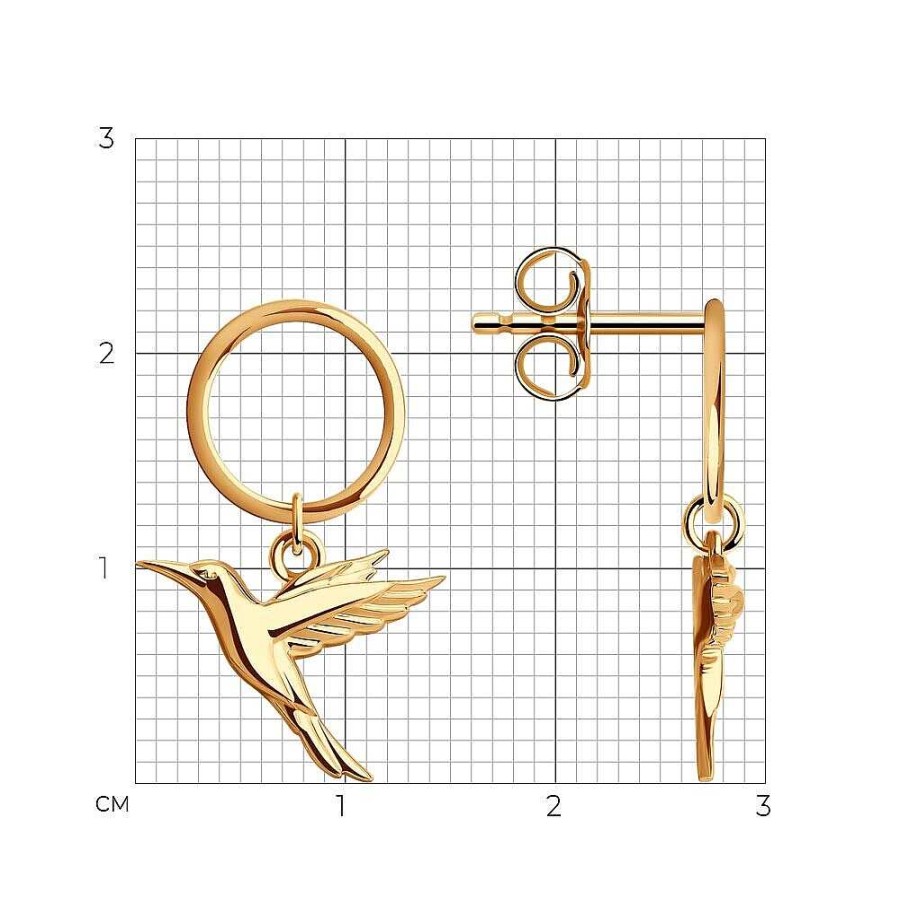 Ohrringe Zolotoy | Paar Ohrstecker "Vogel" 585 Rotgold