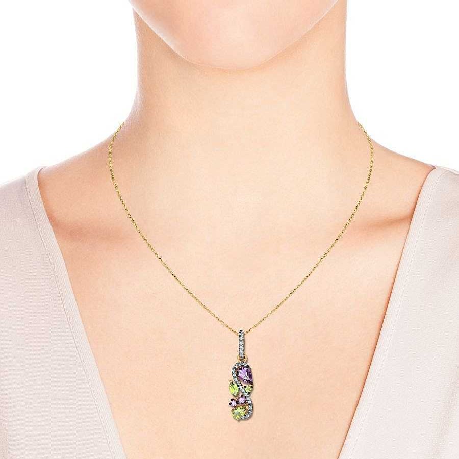 Anh Nger Zolotoy | Anh Nger 585 Rotgold Mit Amethysten Und Chrysolite