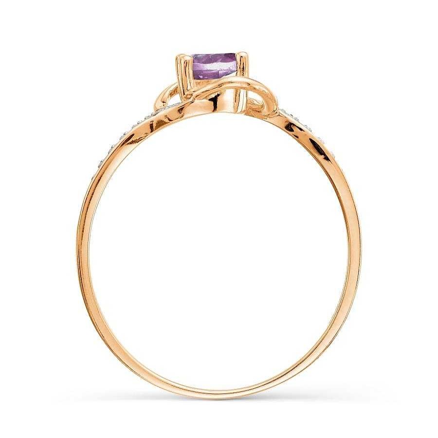 Ringe Zolotoy | Damen Ring 585 Rotgold Amethyst Und Zirkonia