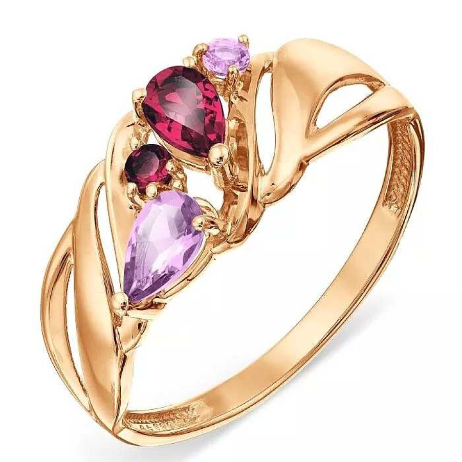 Ringe Zolotoy | Damen Ring 585 Rotgold Amethyst Rholdolite