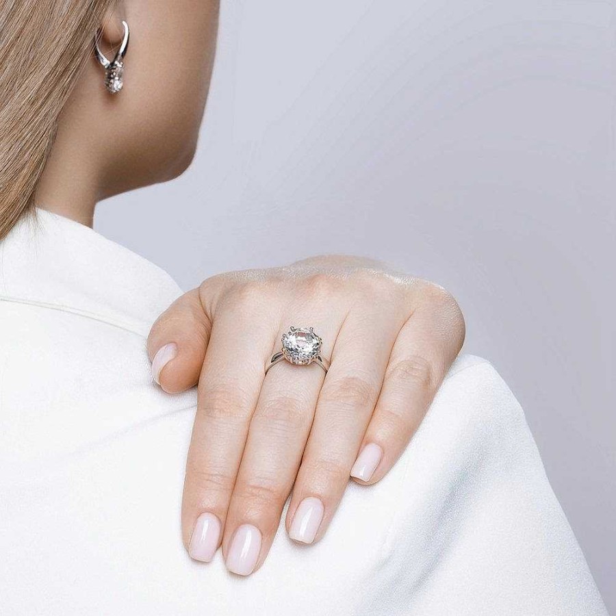 Ringe Zolotoy | Damen Ring 925 Silber Mit Bergkristall Vergoldet