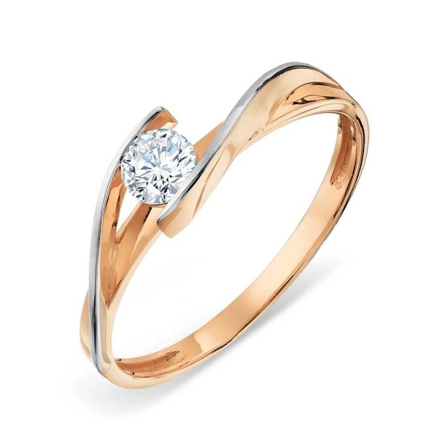 Ringe Zolotoy | Damen Ring 585 Rotgold Mit Zirkonia Bicolor