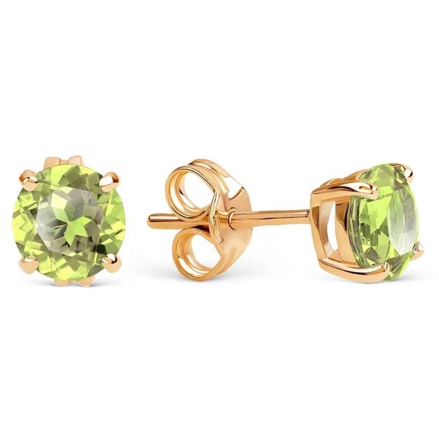 Ohrringe Zolotoy | Paar Ohrstecker 585 Rotgold Peridot