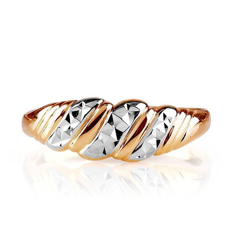 Ringe Zolotoy | Damen Ring 585 Rotgold Diamantiert Bicolor