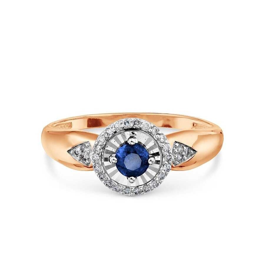 Ringe Zolotoy | Damen Ring 585 Rotgold Saphir Brillanten