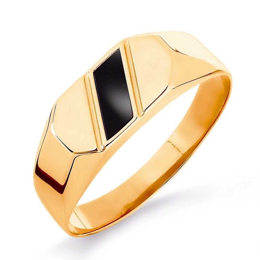 Ringe Zolotoy | Herren Ring 585 Rotgold Onyx