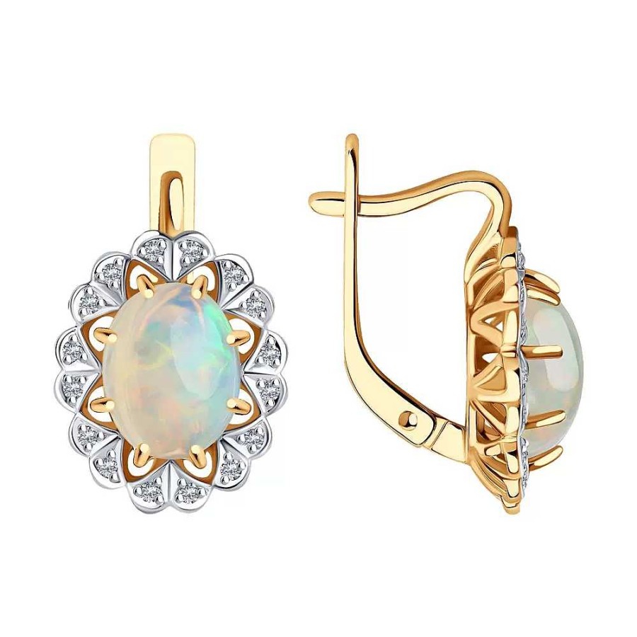 Ohrringe Zolotoy | Damen Ohrringe 585 Rotgold Opal Brillant