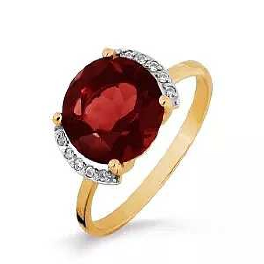 Ringe Zolotoy | Damen Ring 585 Rotgold Granat Zirkonia