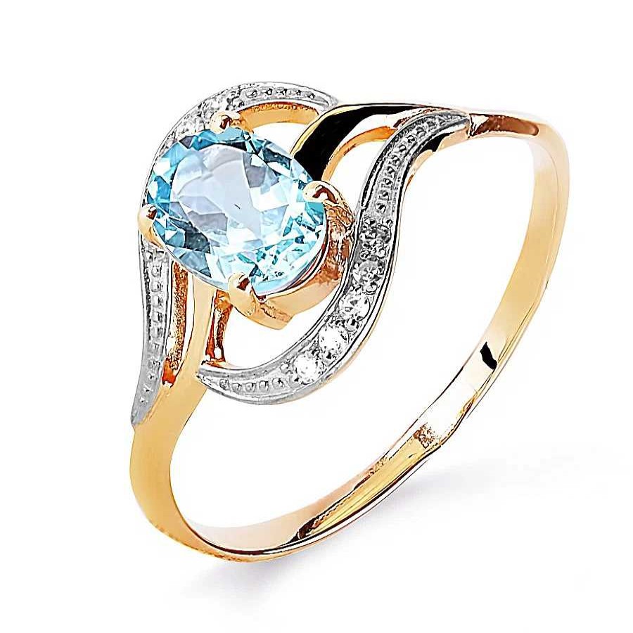 Ringe Zolotoy | Damen Ring Mit Topas Und Brillanten 585 Rotgold Verlobungsring