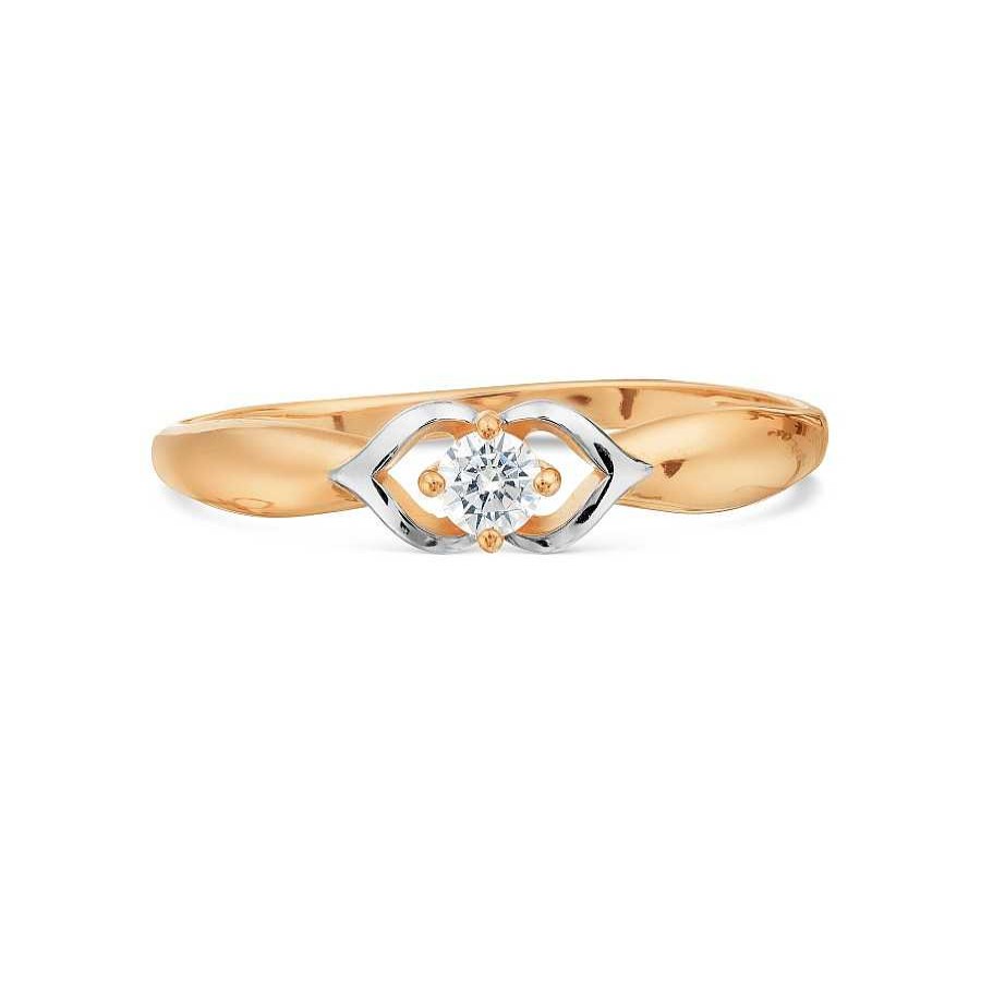 Ringe Zolotoy | Damen Ring Mit Zirkonia 585 Rotgold Bicolor