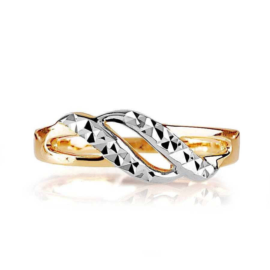 Ringe Zolotoy | Damen Ring 585 Rotgold Diamantiert Bicolor