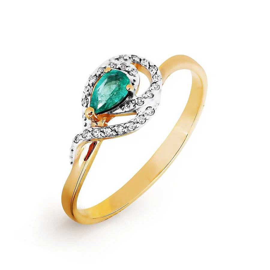 Ringe Zolotoy | Damen Ring Mit Smaragd Und Brillanten 585 Rotgold