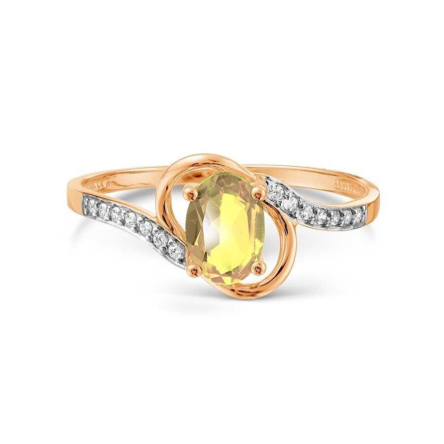 Ringe Zolotoy | Damen Ring 585 Rotgold Citrin Zirkonia