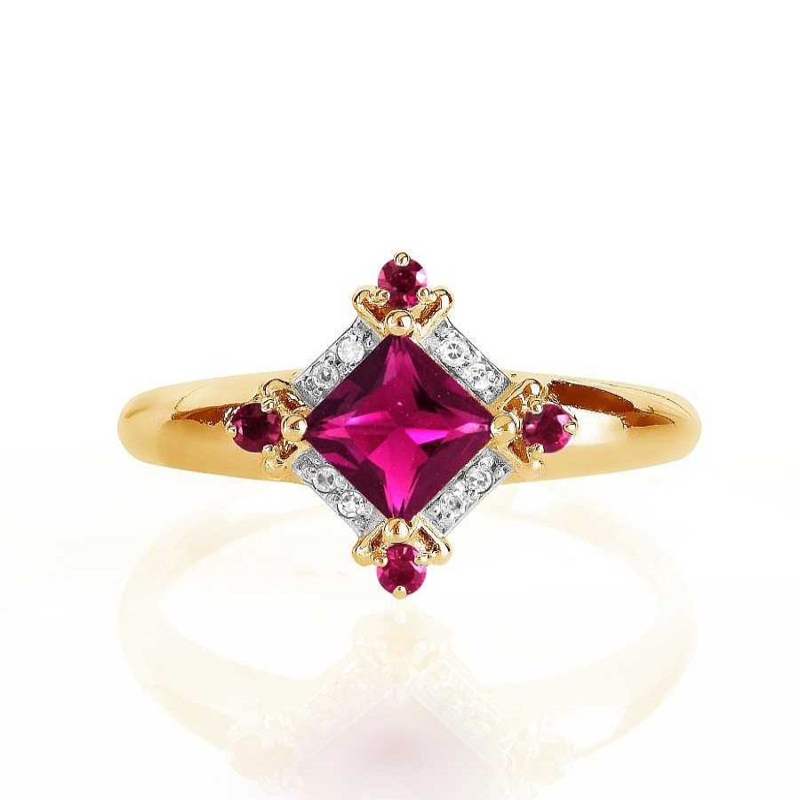 Ringe Zolotoy | Damen Ring Mit Rubin Und Diamant 585 Rotgold