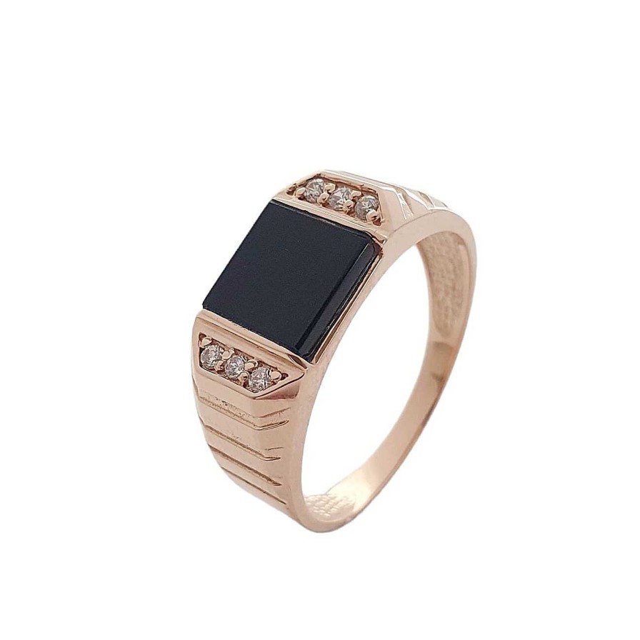 Ringe Zolotoy | Herren Ring 585 Rotgold Mit Zirkonia