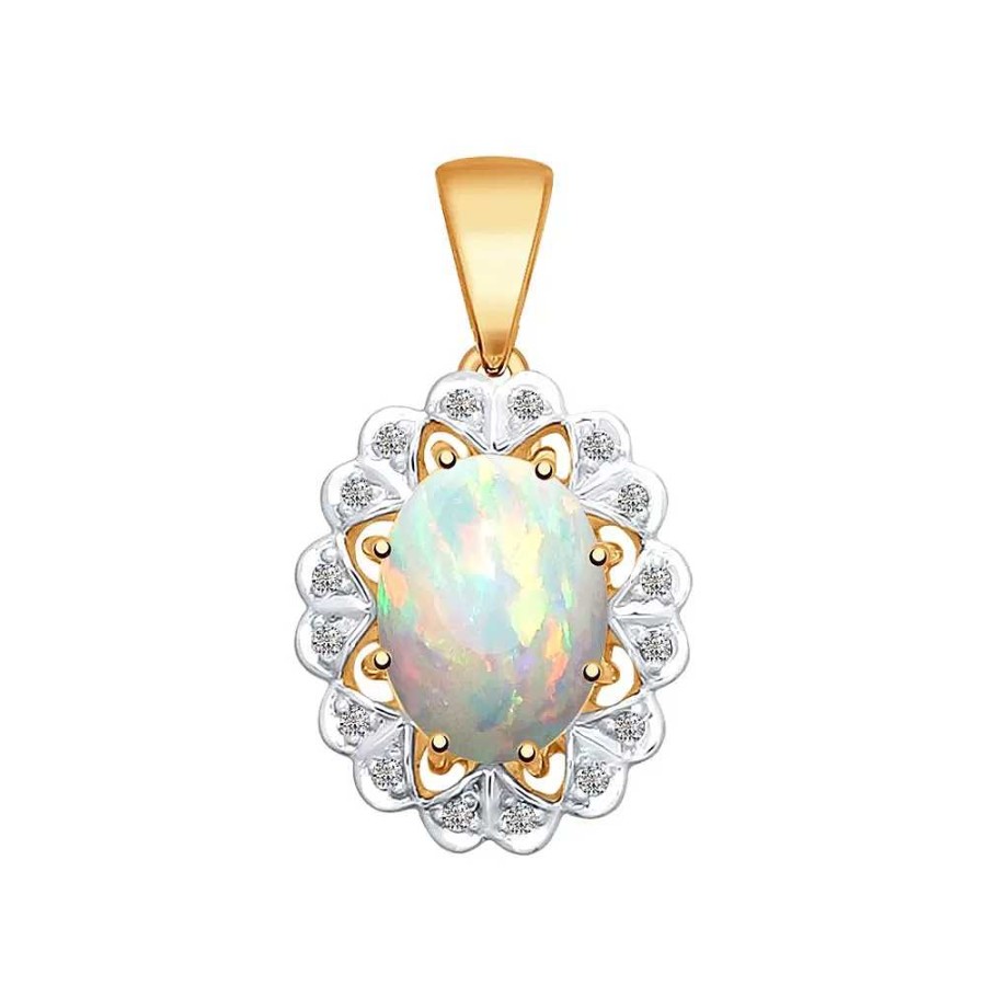 Anh Nger Zolotoy | Anh Nger 585 Rotgold Mit Opal Und Brillanten