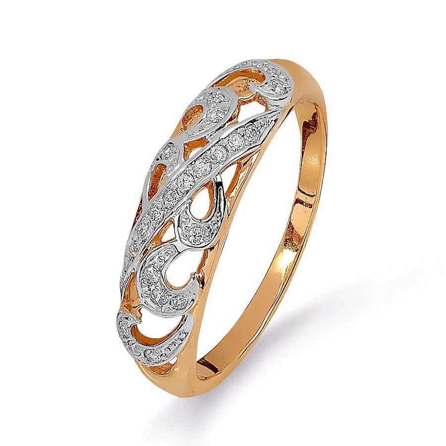 Ringe Zolotoy | Damen Ring Mit 24 Zirkonia 585 Rotgold