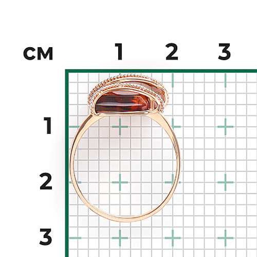 Ringe Zolotoy | Damen Ring 585 Rotgold Mit Bernstein