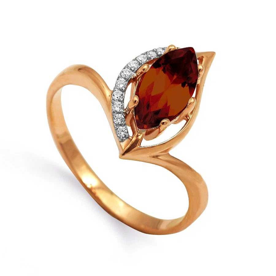 Ringe Zolotoy | Damen Ring Mit Granat Und Zirkonia | 585 Rotgold