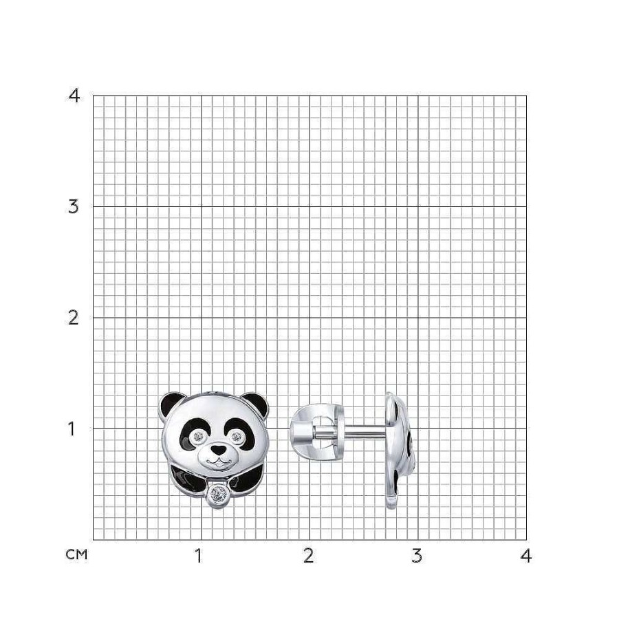 Ohrringe Zolotoy | Paar Ohrstecker "Panda" 925 Silber Emaille