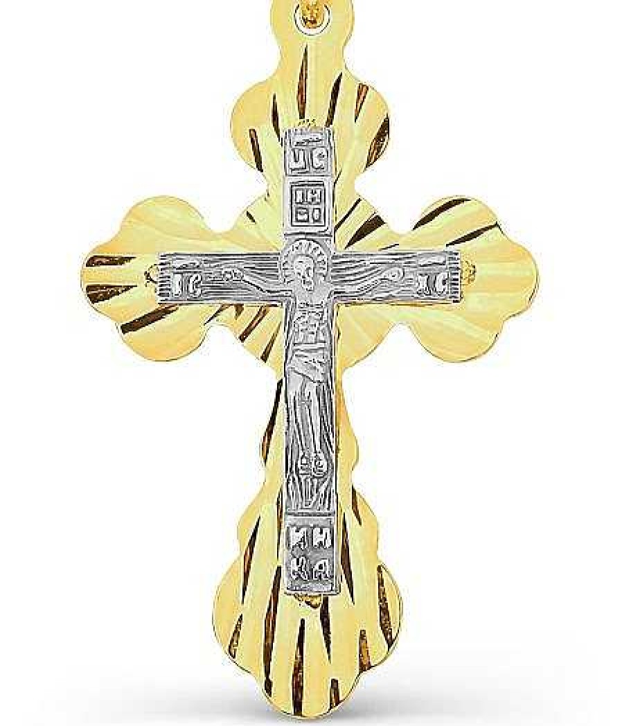 Kreuze Zolotoy | Kreuz Anh Nger 585 Gelbgold Diamantiert Bicolor