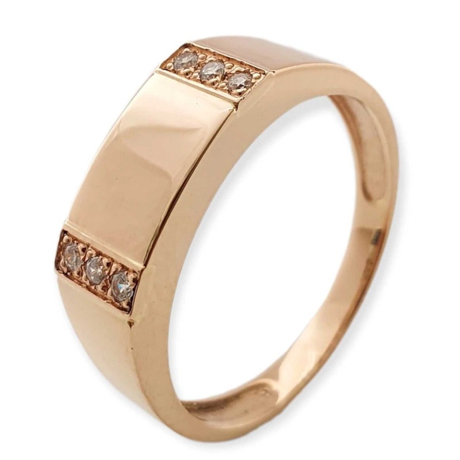 Ringe Zolotoy | Herren Ring 585 Rotgold Mit Zirkonia