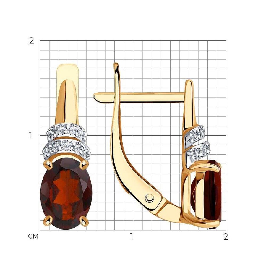 Ohrringe Zolotoy | Paar Ohrh Nger 585 Rotgold Granat Zirkonia