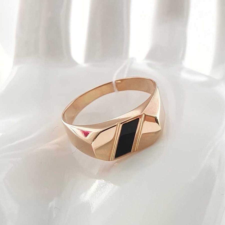 Ringe Zolotoy | Herren Ring 585 Rotgold Onyx