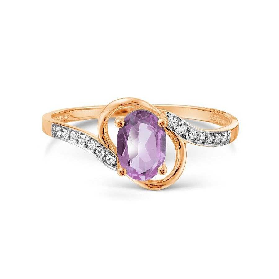 Ringe Zolotoy | Damen Ring 585 Rotgold Amethyst Und Zirkonia