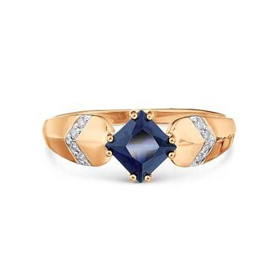 Ringe Zolotoy | Damen Ring 585 Rotgold Saphir Und Zirkonia