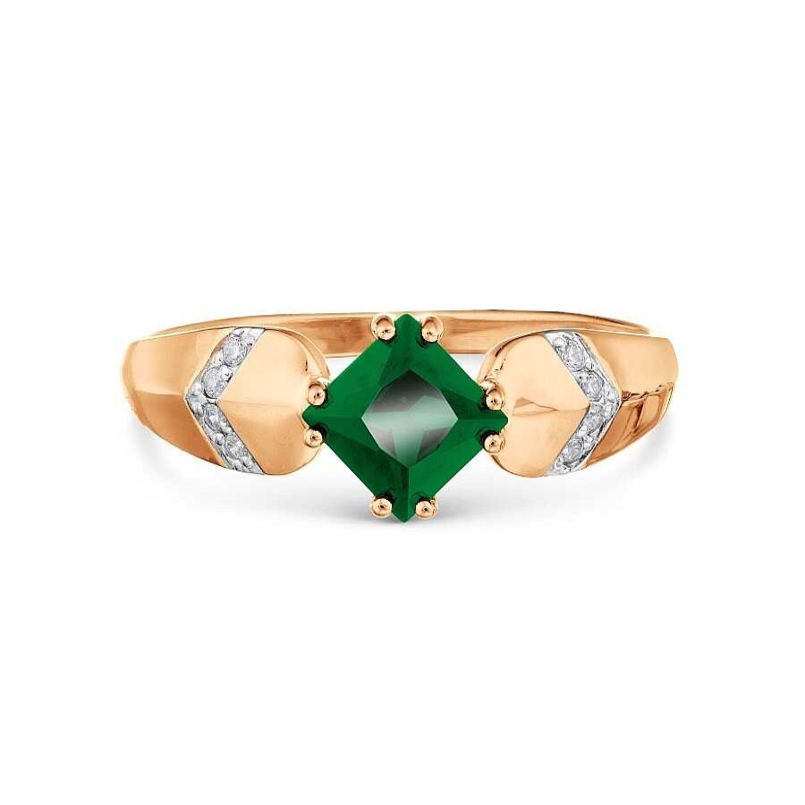 Ringe Zolotoy | Damen Ring 585 Rotgold Smaragd Zirkonia